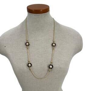 Black, white and gold art deco necklace